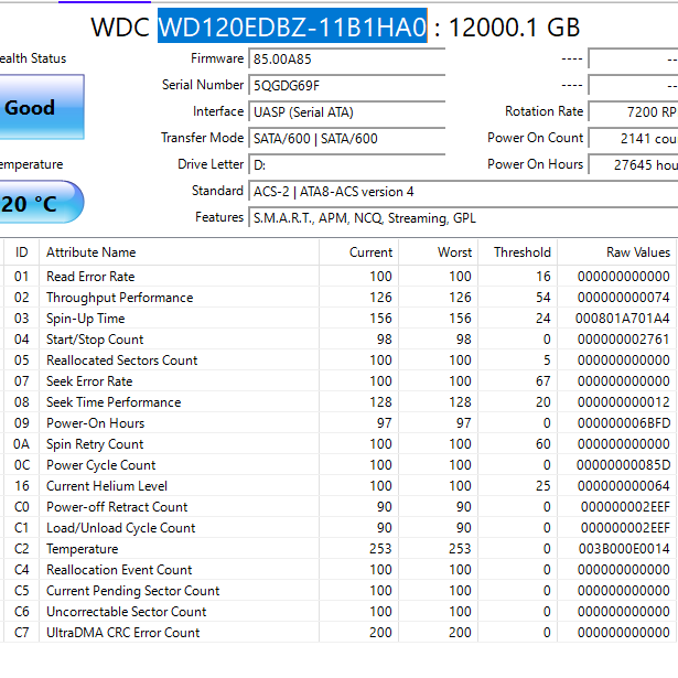 Western Digital 3.5" WD120EDBZ-11B1HA0 12TB SATA III 6Gbps HDD
